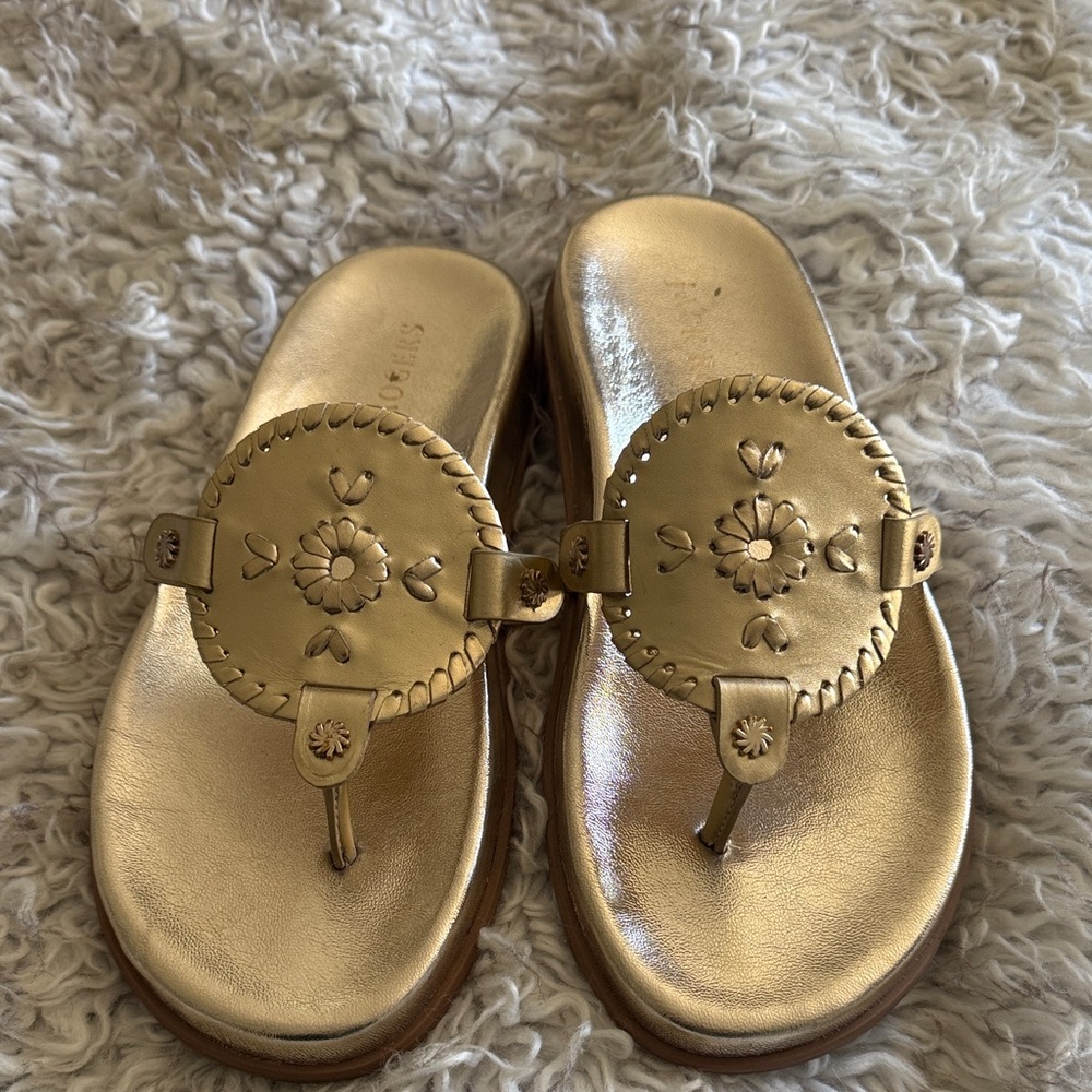 Jack Rogers Gold Leather Sandals